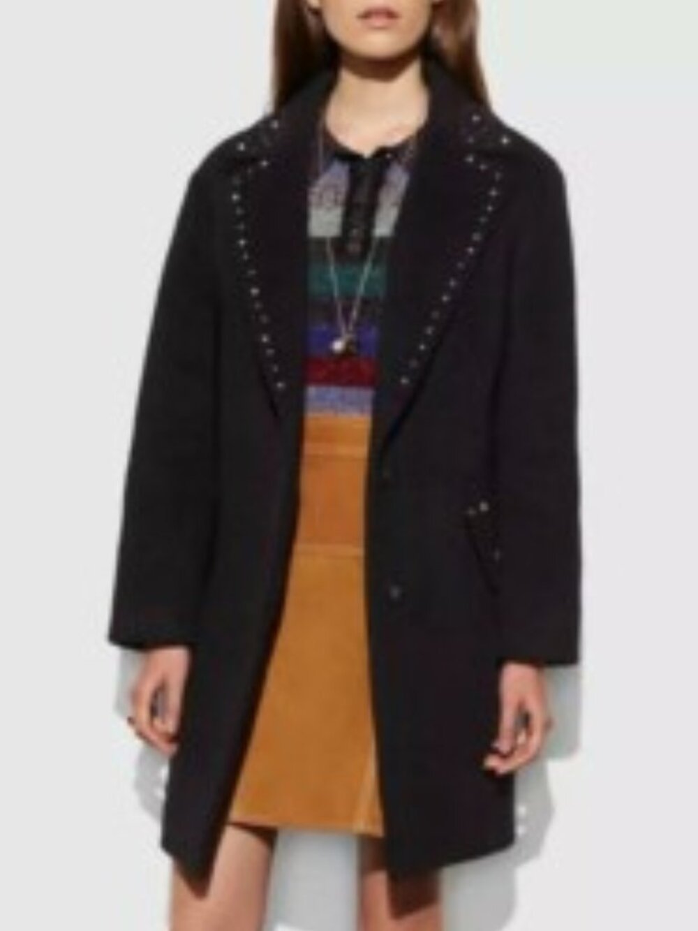 COACH 1941 Studded Mid Length Wool Mohair Blend Coat Size 2